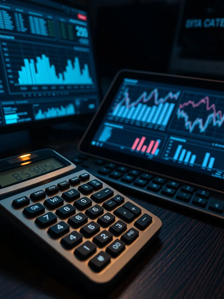 Professional macro shot of a financial calculator, high-end